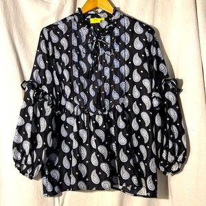 Roller Rabbit black paisley peasant blouse